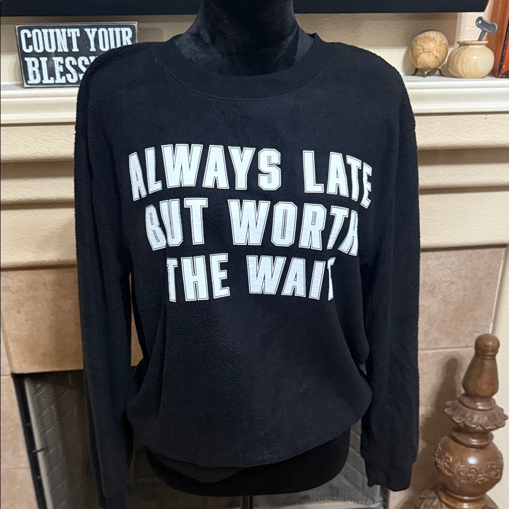 No Boundaries Black Sweater with White Text